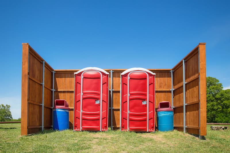 Short-term porta potty units staged for delivery in San Juan Capistrano, California
